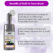 Load image into Gallery viewer, WOW Skin Science Charcoal Foaming Face Wash with Built-In Face Brush for Deep Cleansing - No Parabens, Sulphate, Silicones & Color - 100 ml