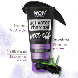 WOW Skin Science Activated Charcoal Face Mask - Peel Off - No Parabens & Mineral Oils - 100 ml