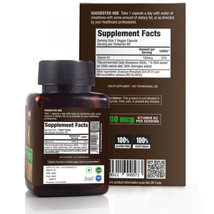 WOW Life Science Vitamin K2 100mcg - 60 Vegetarian Capsules